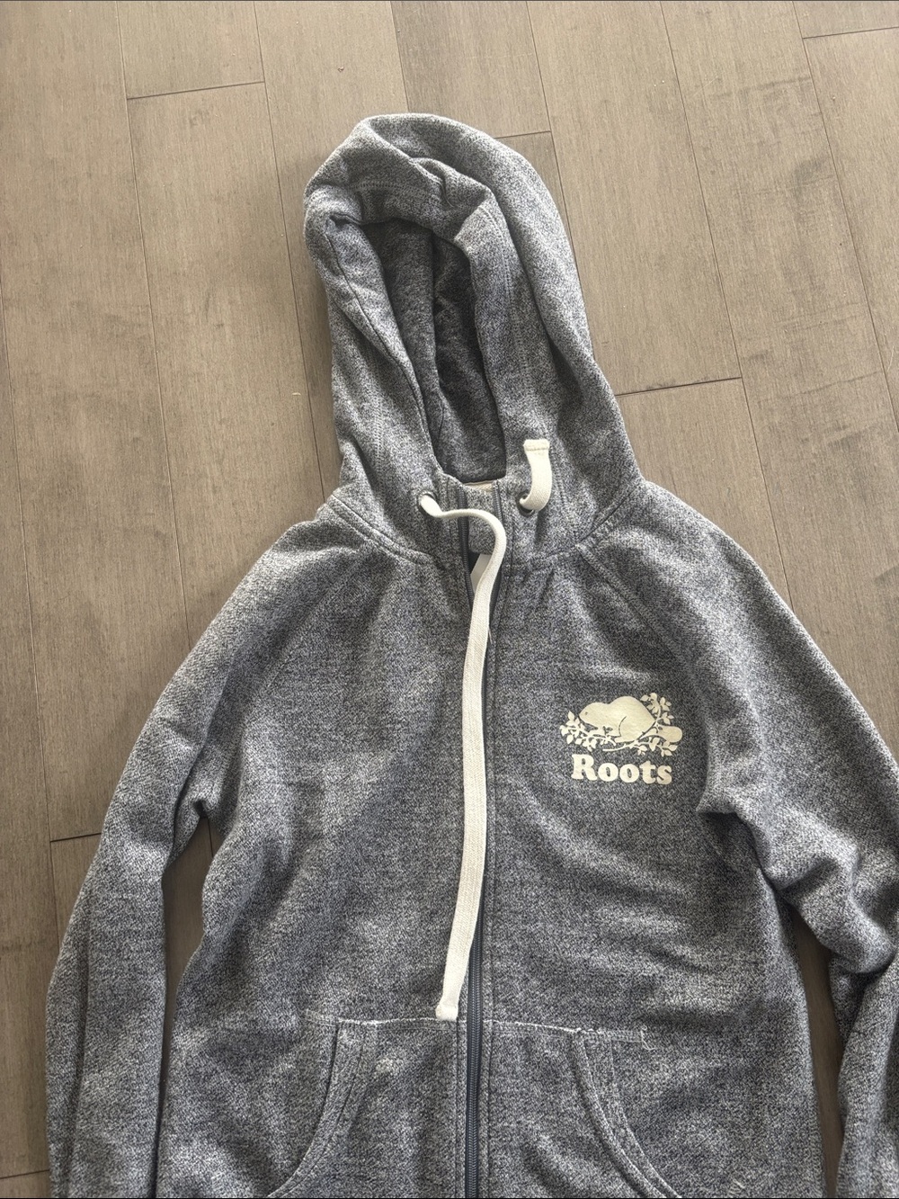 Roots Canada Grey Hooded Onesie Jumpsuit XS Full Zip Beaver Logo - Picture 3 of 8